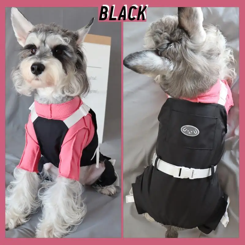 Cute Dog Fashion Workwear Pet Dog Four Legs Schnauzer Bo Maltese Cat Strap Dog Clothes Autumn and Winter Dog Denim Dog Clothes