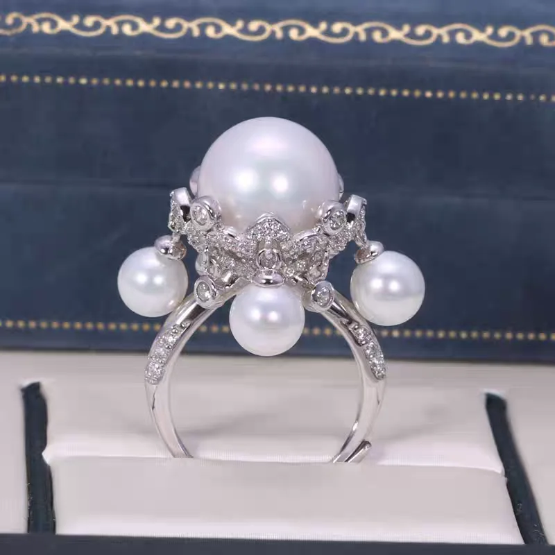 S925 Sterling Silver Adjustable Finger Ring Mountings Base Setting Findings Jewelry Mount Accessories for 4-5mm 12-13mm Pearls