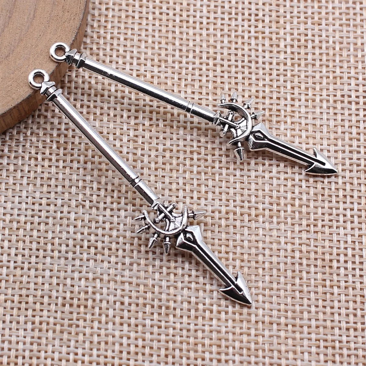 20pcs 59x13mm(2.32x0.51inch) Antique Silver Color Acgn Cosplay Sword, Gun, Sword And Halberd Charms Pendants
