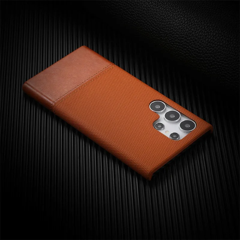 YPM Voor Samsung Galaxy S23 S24 S25 Ultra Gepersonaliseerde Stof Gestikt Met Lederen Case Frameloze Koeling Schokbestendige PC Cover