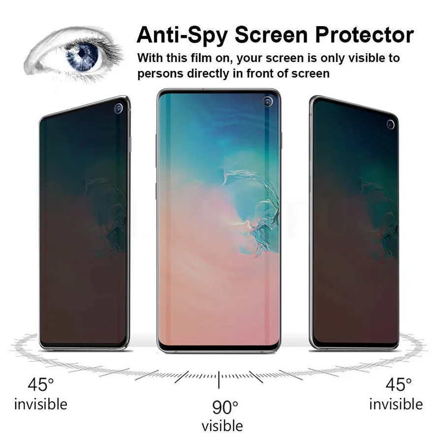 Vidro Temperado Anti Espião para Samsung Galaxy, 3D, Curvo Completo, Protetor de Tela de Privacidade, S22, S23, Ultra 5G, S21 +, S20, Nota 10 Plus, S9, S10