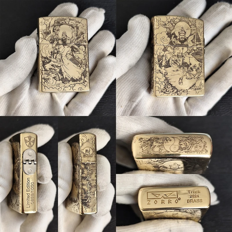 New Zorro T Kerosiene Lighter Second Generation Upgraded External Hinge Torch Brass Double Hinge Engraving Collection