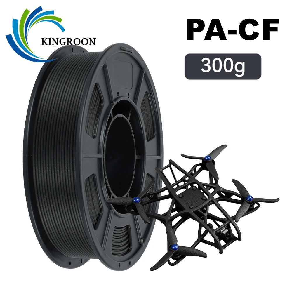 KINGROON خيوط نايلون من ألياف الكربون 1.75 مم 0.3 كجم (ليست 1 كجم) PA-CF مقاومة للحرارة ومواد طابعة ثلاثية الأبعاد انكماش أقل، 300 جرام #1