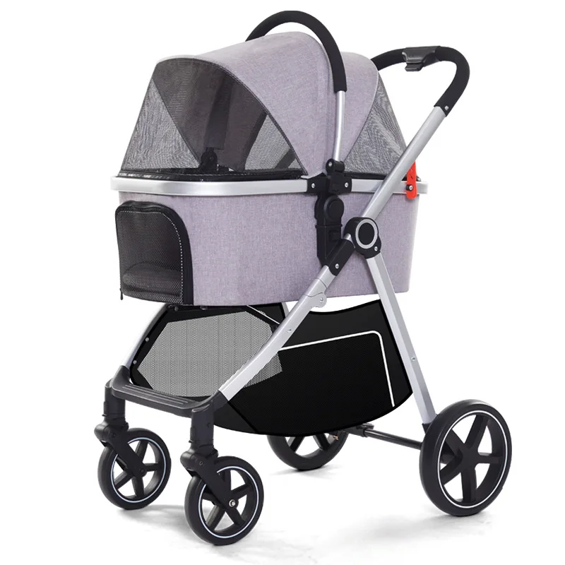 

STLFFashionable Basket-Type Detachable Eco-friendly Foldable Four-wheel Dog Stroller ABS Aluminum Oxford Fabric 15kg Capacity Ca