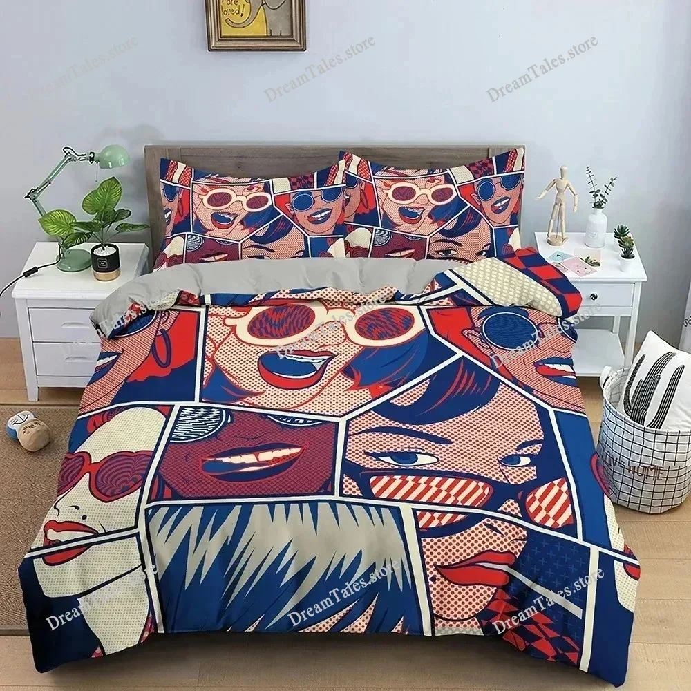 

Cartoon Pattern Bedding Set 3D Graffiti Printed Duvet Cover Set King Queen Twin Quilt Coverfor Bedroom Fashion Bedclothes741