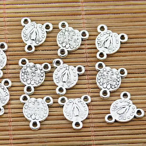 50PCS 9.3mm hole 1.5mm Tibetan silver 3 holes round religious connectors EF1623