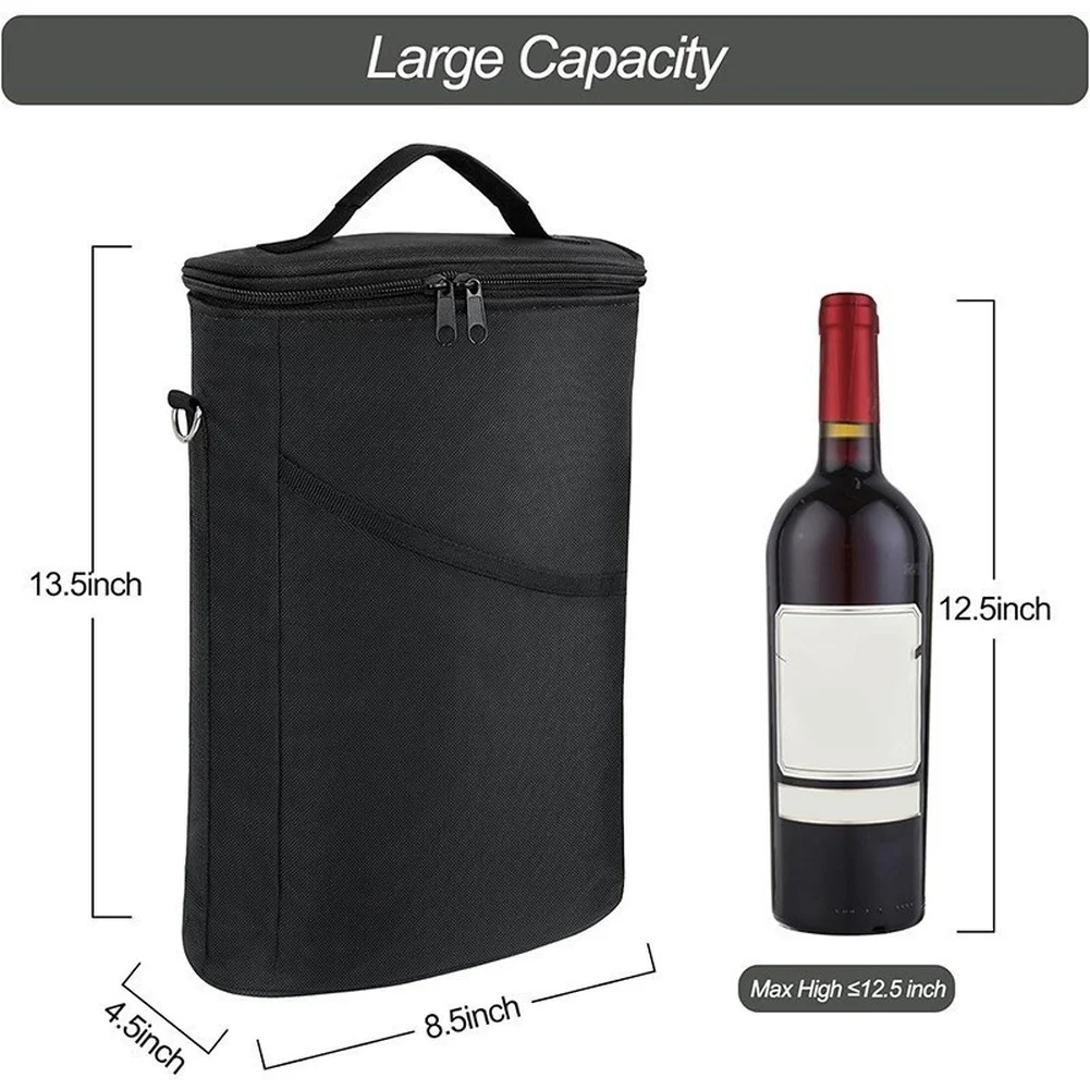 Insulated Leakproof Wine Cooler Wine Cooler Bag Insulated Wine Bag Adjustable Shoulder Strap Padded Interior Protection