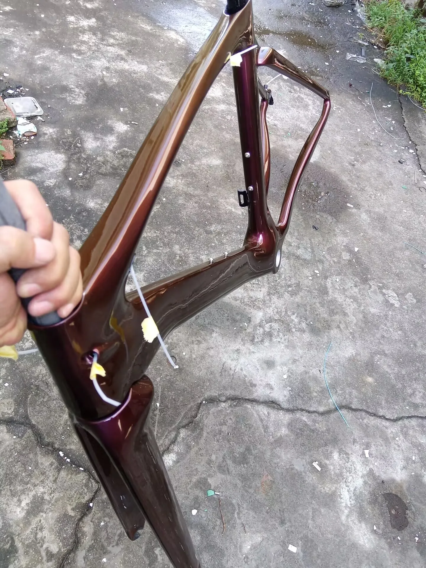 

Карбоновая рама шоссейного велосипеда CECCOTTI-хамелеон, комплект велосипедной рамы с V-образным тормозом, цветная карбоновая рама «сделай сам»