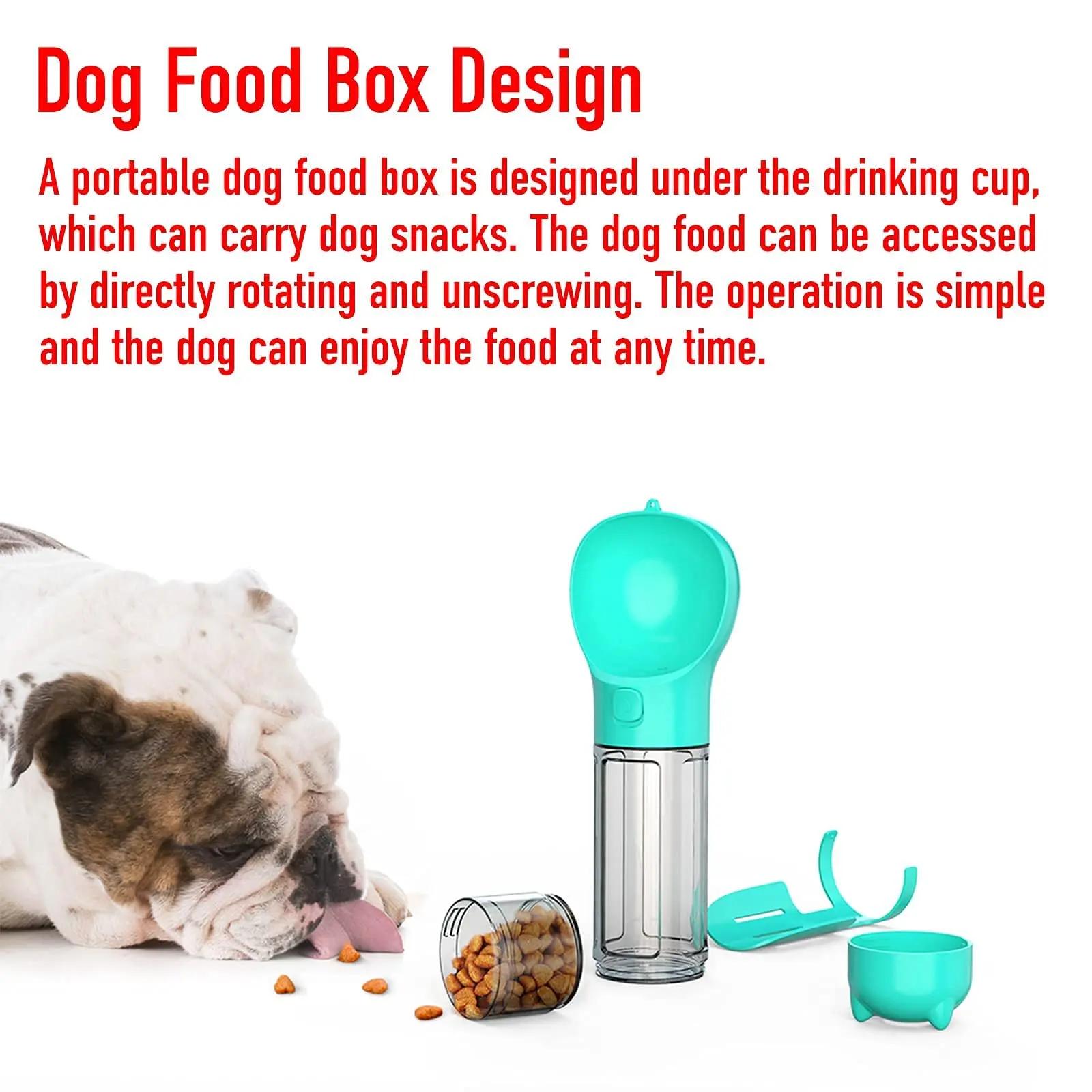 550ML Dog Water Bottle 4 in 1 Portable Pet Water Bowl Dispenser Cat Dog Travel Water Cup with Poop Collection Shovel for Walking