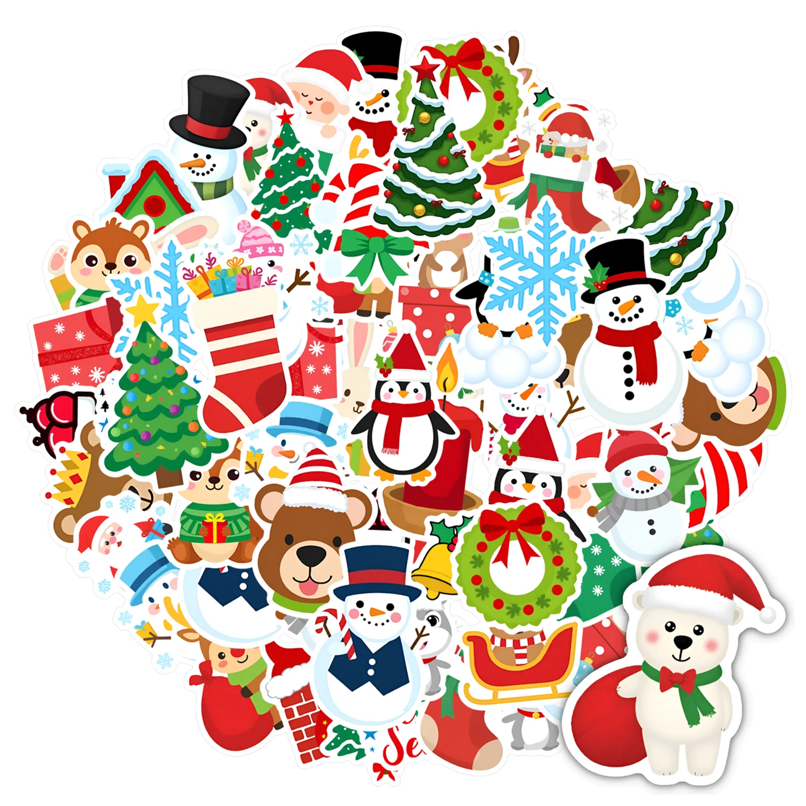 35pcs-50pcs Jolly Winter Stickers Festive Christmas Stationery Stickers DIY Stickers For DIY Phone Laptop Scrapbook Bike Guitar