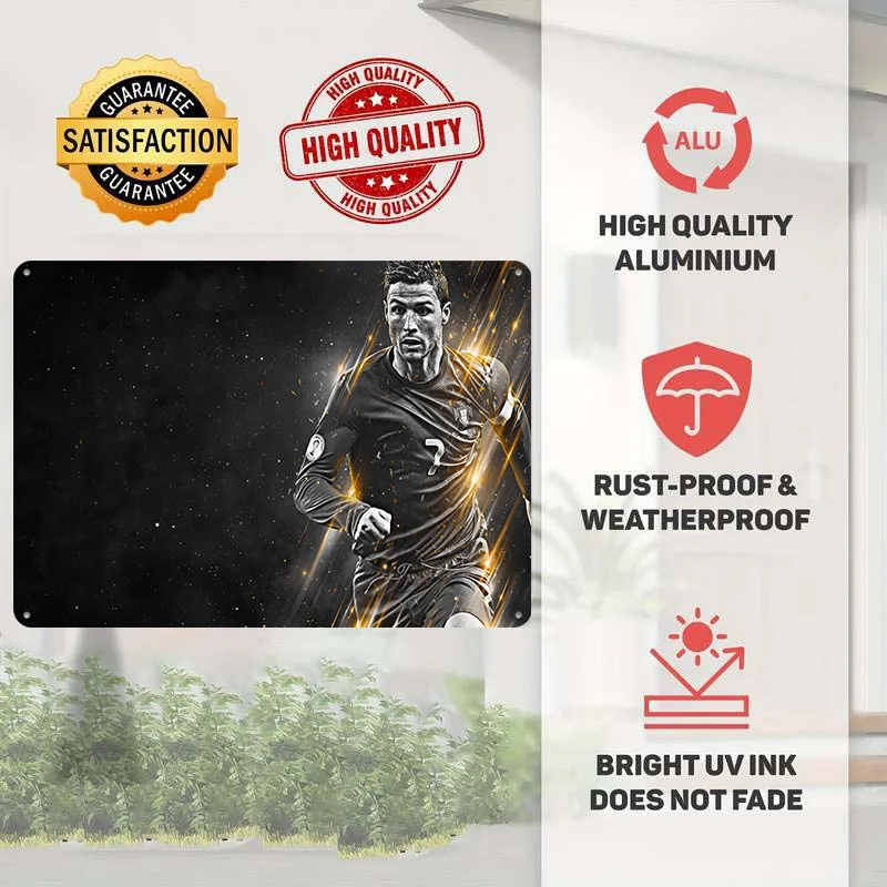 Cristiano Ronaldo Football Poster Customized Vintage Metal Signs Wall Art Retro Tin Plaque for Soccer Fans Home Decor Items Room