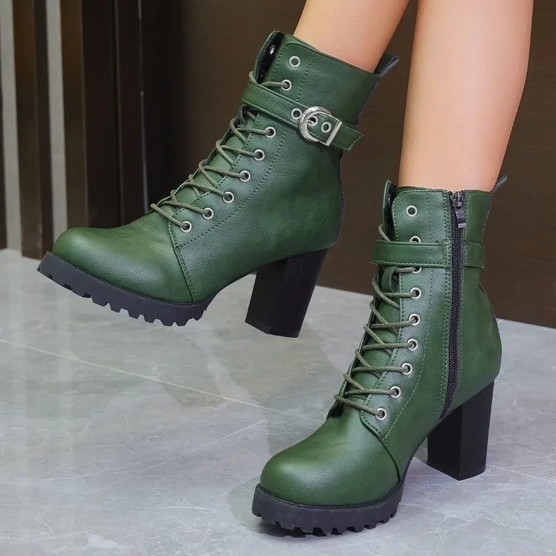

2025 New Autumn and Winter Mid-tube Casual Women's Comfortable Fashion Zipper Block Heel
