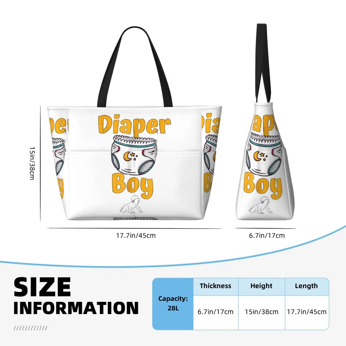 Diaper Boy Beach Tote Bag Sport Gym Yoga Duffle Large Tote Bag Women Travel Bag Fitness bag