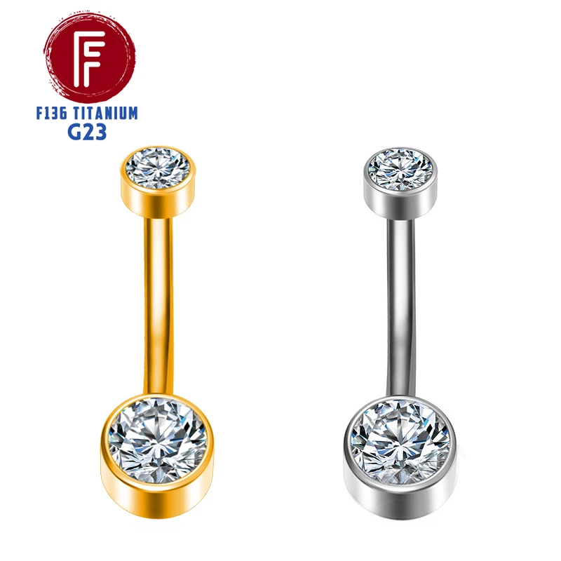 F136 Titanium Belly Button Piercing Hinge Segment External Helix 14G Zircon Piercing navel Women Sexy Body Jewelry Wholesale