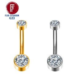 F136 Titanium Belly Button Piercing Hinge Segment External Helix 14G Zircon Piercing navel Women Sexy Body Jewelry Wholesale