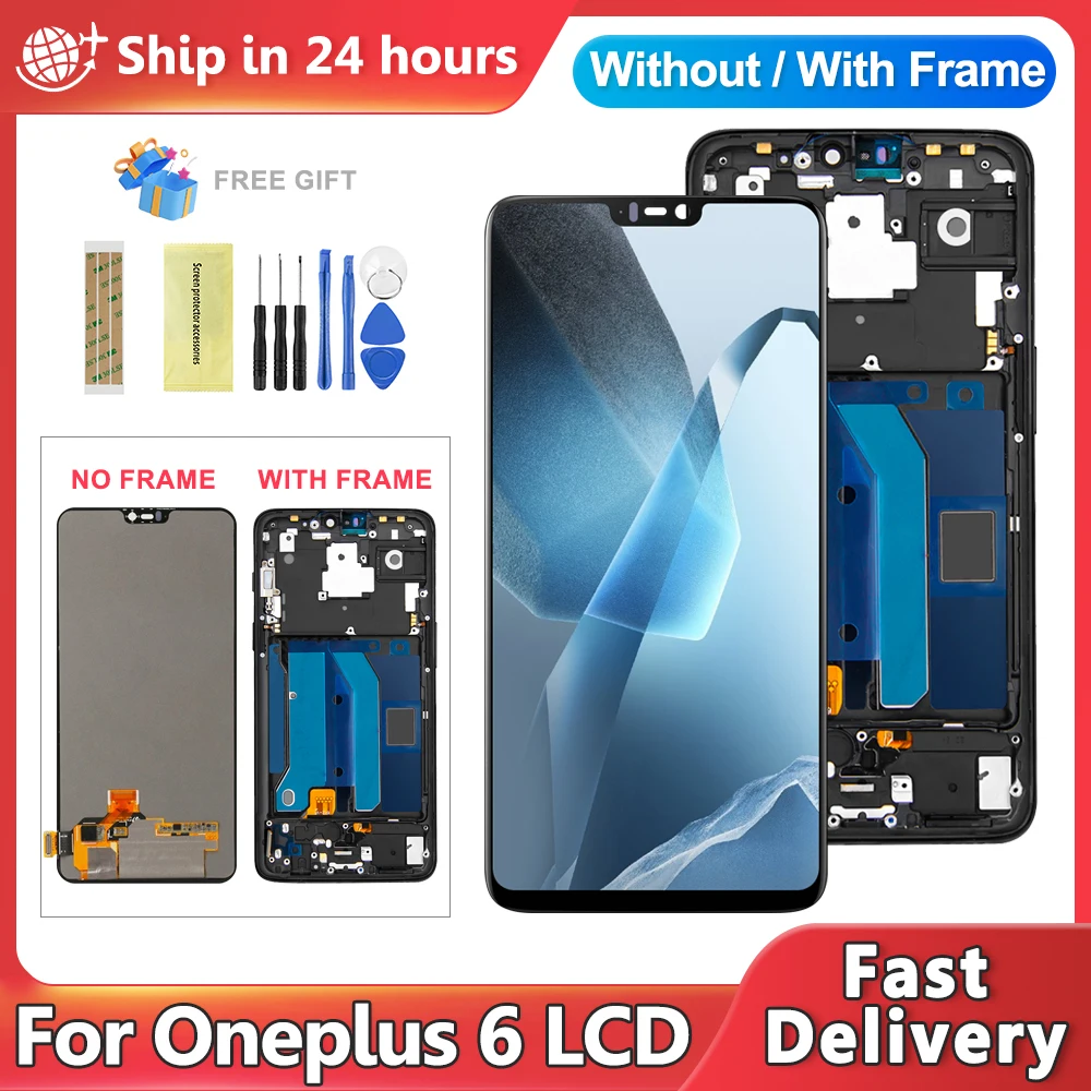 6.28'' AMOLED For oneplus 6 A6000 A6003 LCD Display Touch Screen Digitizer Assembly For 1+6 Display Screen Replacement