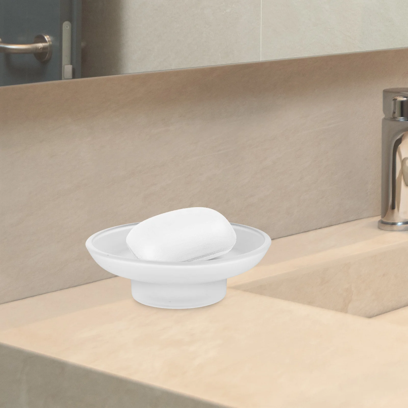 

2pcs Glass Soap Dish Clear Round Self-Draining Tray For Bathroom Shower Kitchen Sink Bar Soap Holder Trinket Dish Wax Melter