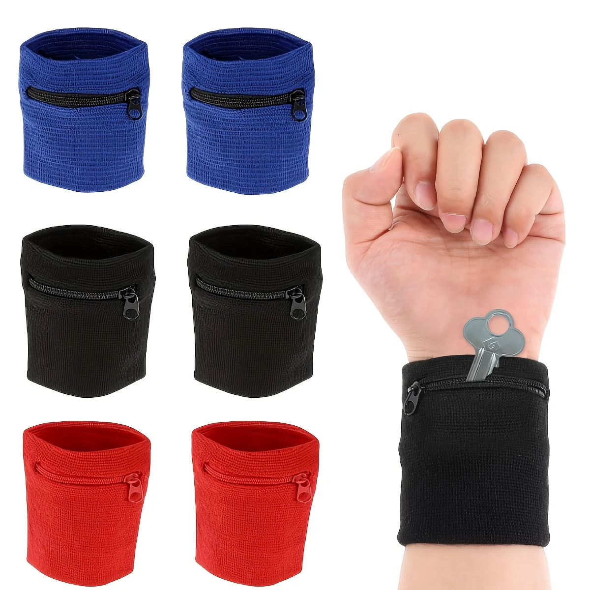 

2 шт. запястья на молнии, повязки на запястье с застежкой-молнией, легкий браслет для занятий спортом на открытом воздухе, сумки для хранения ключей и предметов.