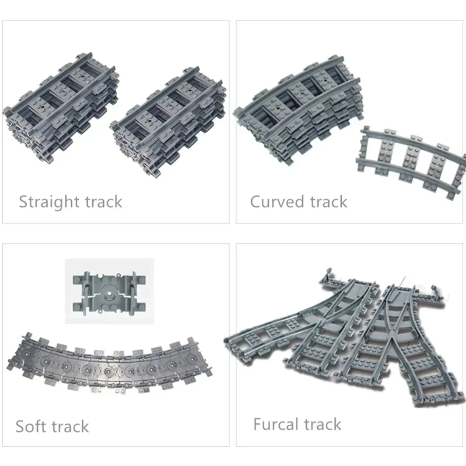 DIYmall legoeds-Compatible City Train Tracks Set with 20PCS Straight Rails for Creative Building Blocks