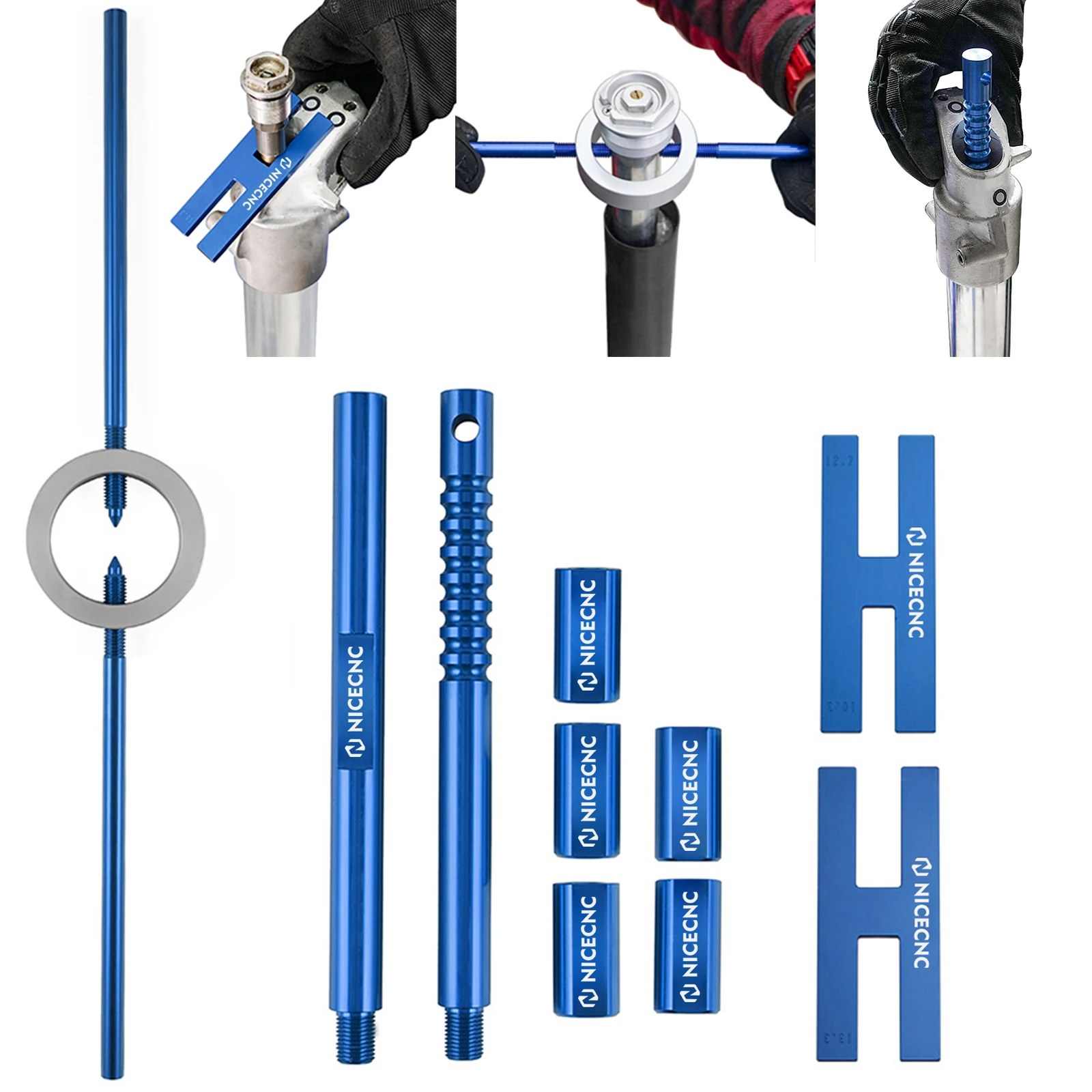 Kit Universal de reparación de horquilla de motocicleta, herramienta de sujeción de varilla amortiguadora de horquilla, herramienta de compresor de resorte, herramienta de purga de horquilla de suspensión