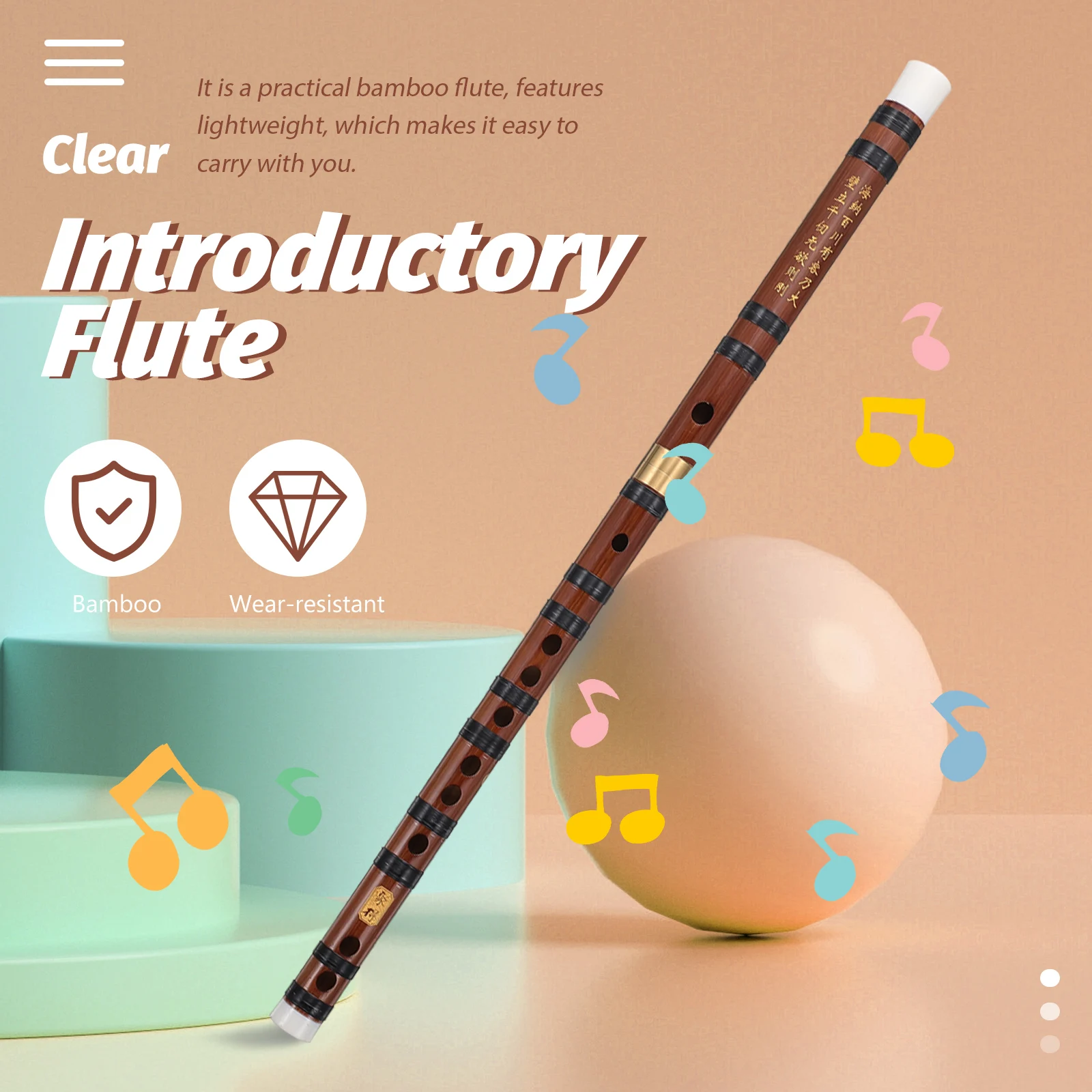 

1 Set of Stylish Bamboo Flute Beautiful Chinese Flute Compact Flute Perfect for Beginners G Tone