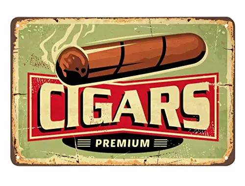 Cigars Shop Tin Sign, Vintage Metal Tin Signs for Cafes Bars Pubs Shop Wall Decorative Funny Retro Signs for Men Women 8x12 Inc
