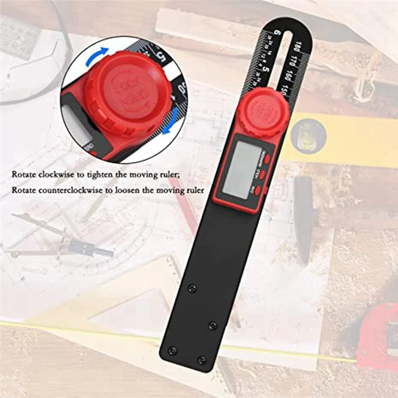 Medidor de ângulo digital AD23 tipo T medidor chanfrado e transferidor 180 mm/360 °   Display LCD para construção de marcenaria