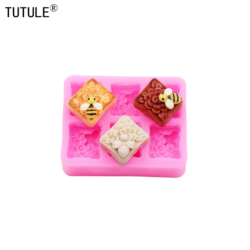 GJ-290 3D Cookie Bee Earrings Silicone Mold DIY Cookie Bee Clay epoxy resin Accessories Moulds Chocolate cake Molds