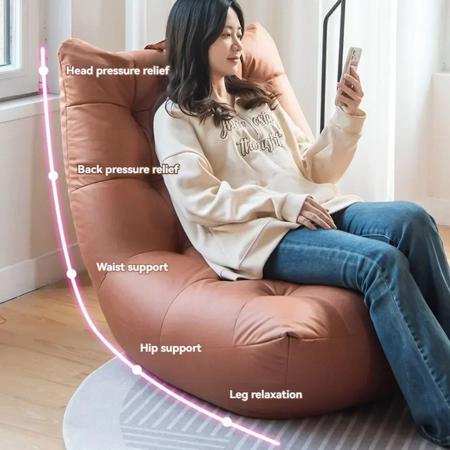 Bean Bag Lazy Sofa Single Person Sofa Bedroom Living Room Technology Cloth Tatami Caterpillar Can Lie Down Sofa Chair.