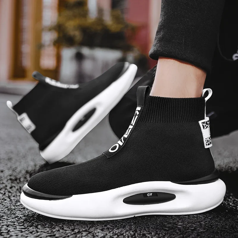 Men's Fashion Casual Shoes High Top Male Sneakers Trend Jogging Shoe Slip-on Breathable Sports Walking Shoes New Socks Shoes