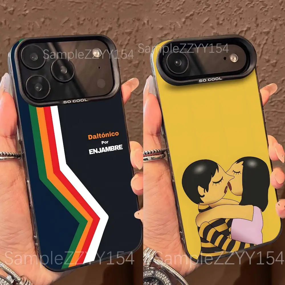 

ENJAMBRE Daltonico Phone Case For iPhone 17,16,15,14,13,12,X,8,Pro,Max,Plus,E,SE4,Air,Mini Black IMD Matte