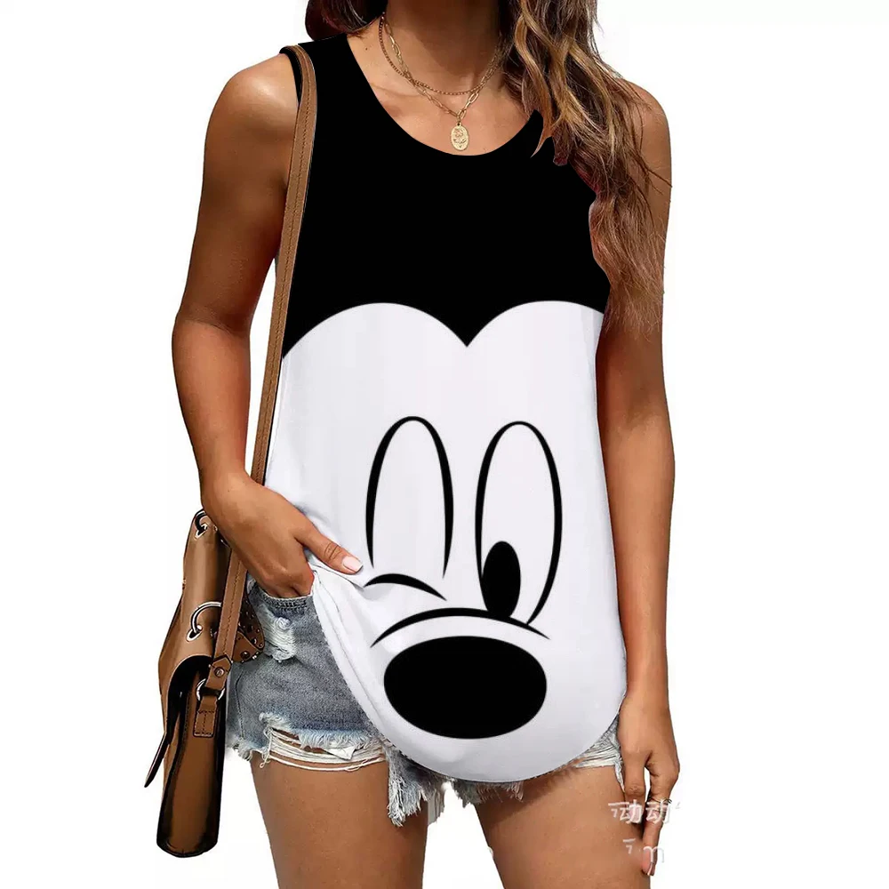 

Summer 2025 Disney Mickey Mouse Print Tank Top Slim Fit Tank Top Sexy Women's Sleeveless U-neck Vest European And American