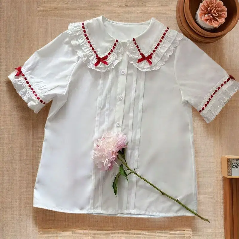 

Super cute clothes lolita doll collar lolita inside short-sleeved shirt bubble sleeve top looking thin