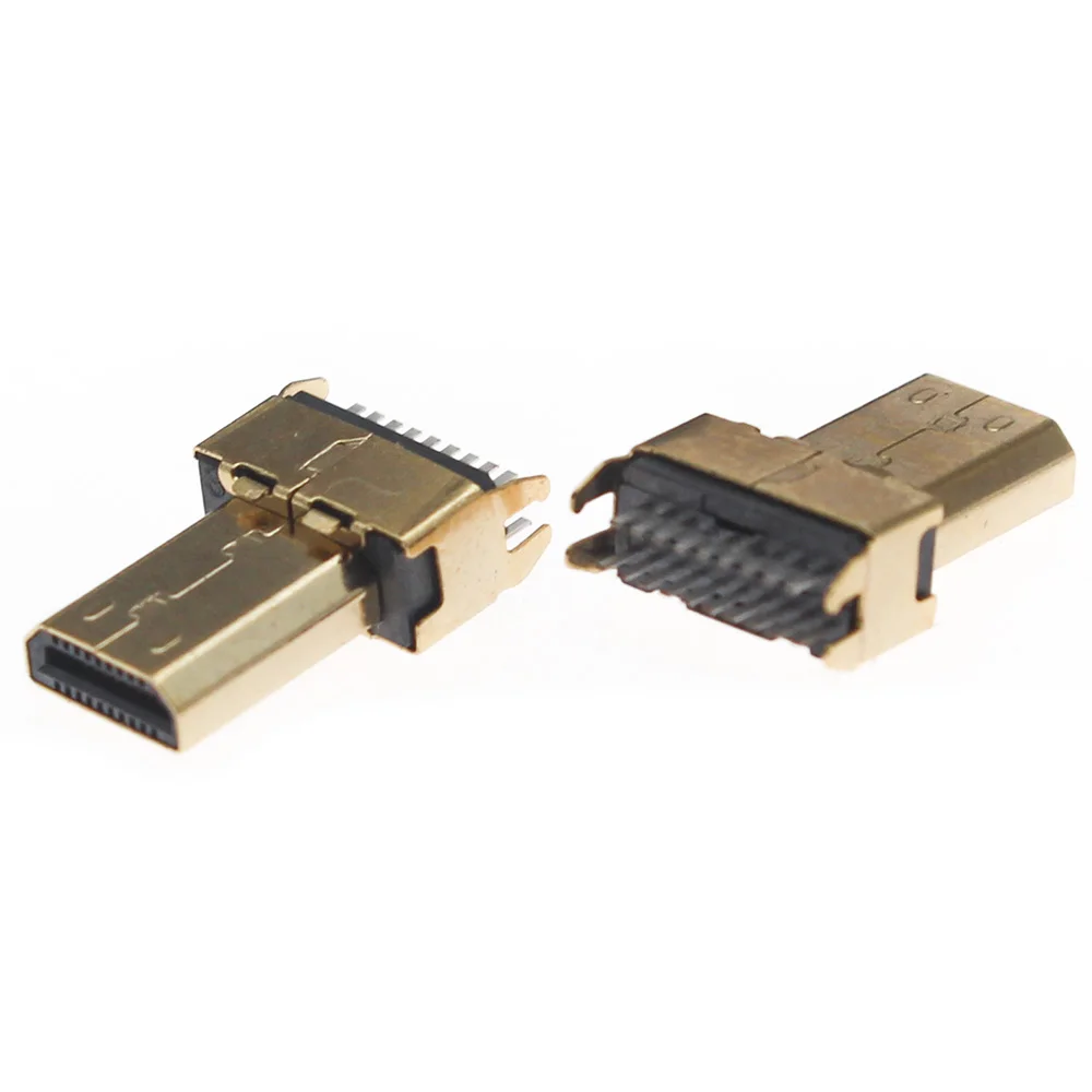 2Pcs MICRO HDMI 19P male head Welding clamp tablet computer high-definition interface gold-plating usb