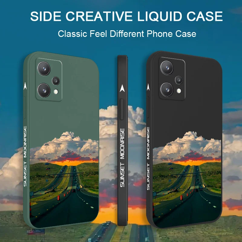 Zonsondergang Road Case Voor Oppo Realme 9 9i 8 8i 7 7i 6 Pro Plus C30 C31 C35 C1 C11 c12 C15 C20 C21Y C25 C25S Cover