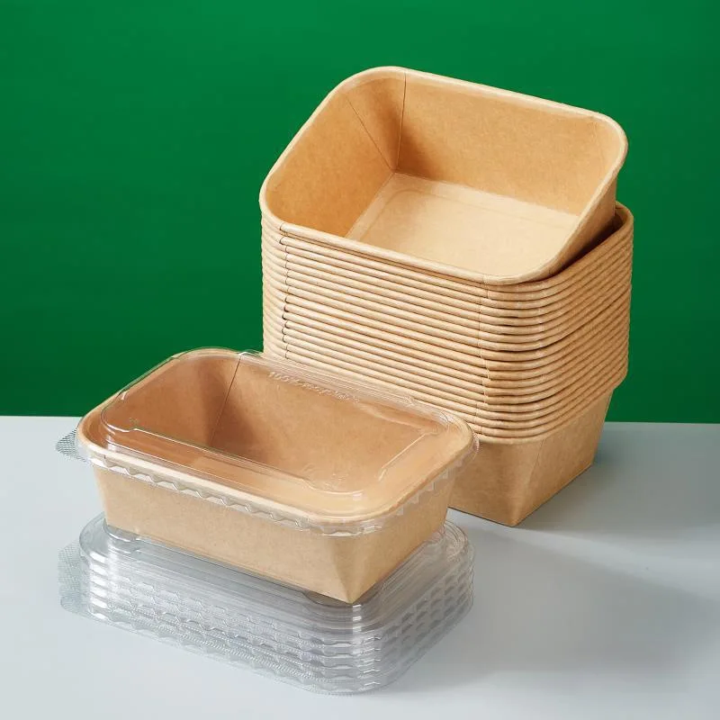 Customized. Kraft Paper Lunch Box Food Grade Microwaveable Heating Box Disposable Lunch Box to-Go Box with Lid Rice Bowl Picnic