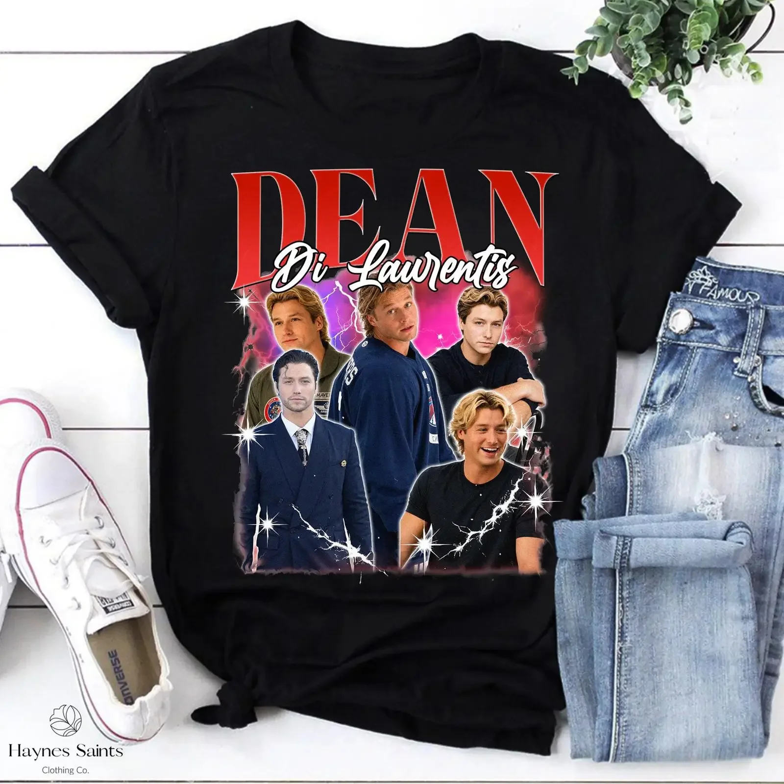 Dean Di Laurentiis Retro T Shirt Y2K Celebrity Bootleg Vintage Actor Collage Pop Culture  vintage Washed fashion Unisex graphic