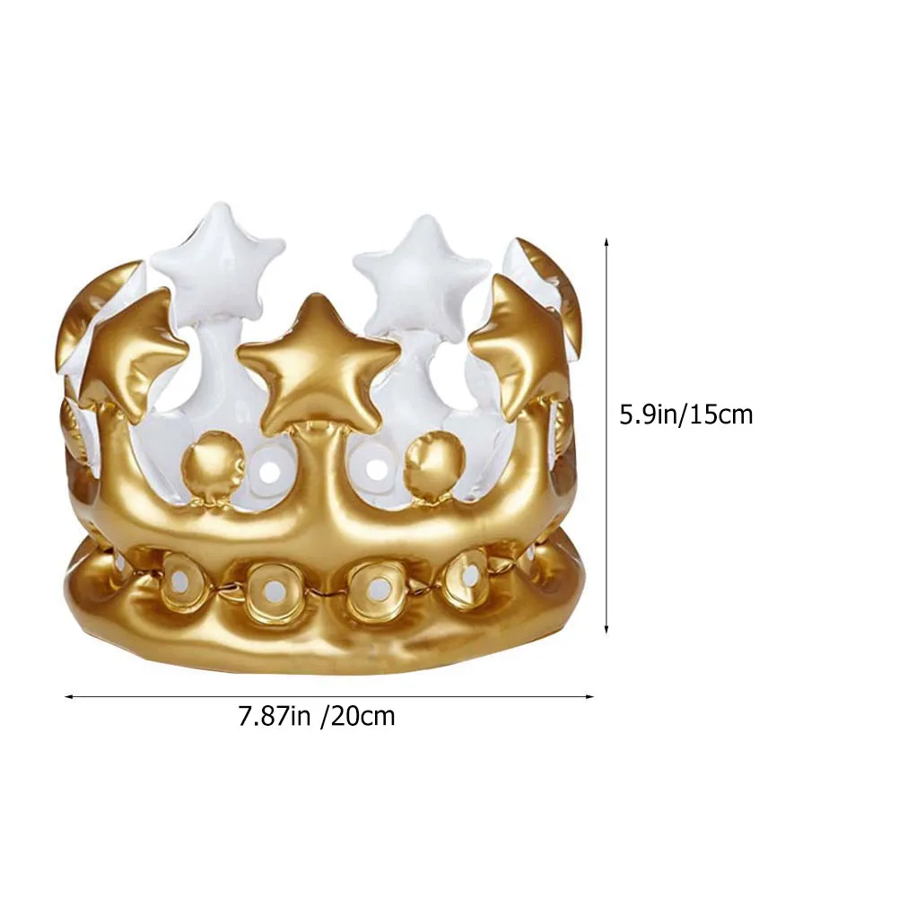 6Pcs Inflatable Crown Birthday Party Comfortable Multipurpose Photo Prop Cosplay Decorative Accessory