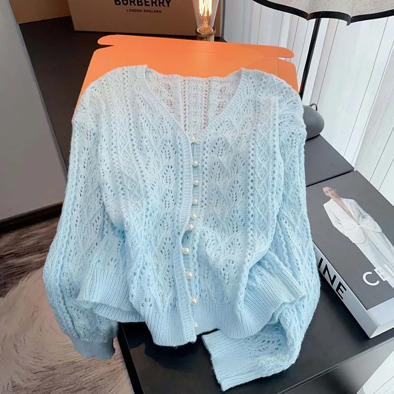 Cárdigan de punto para mujer, chaqueta de moda, primavera otoño 2026, nuevo estilo versátil, fino, con aberturas, abrigo superior para mujer