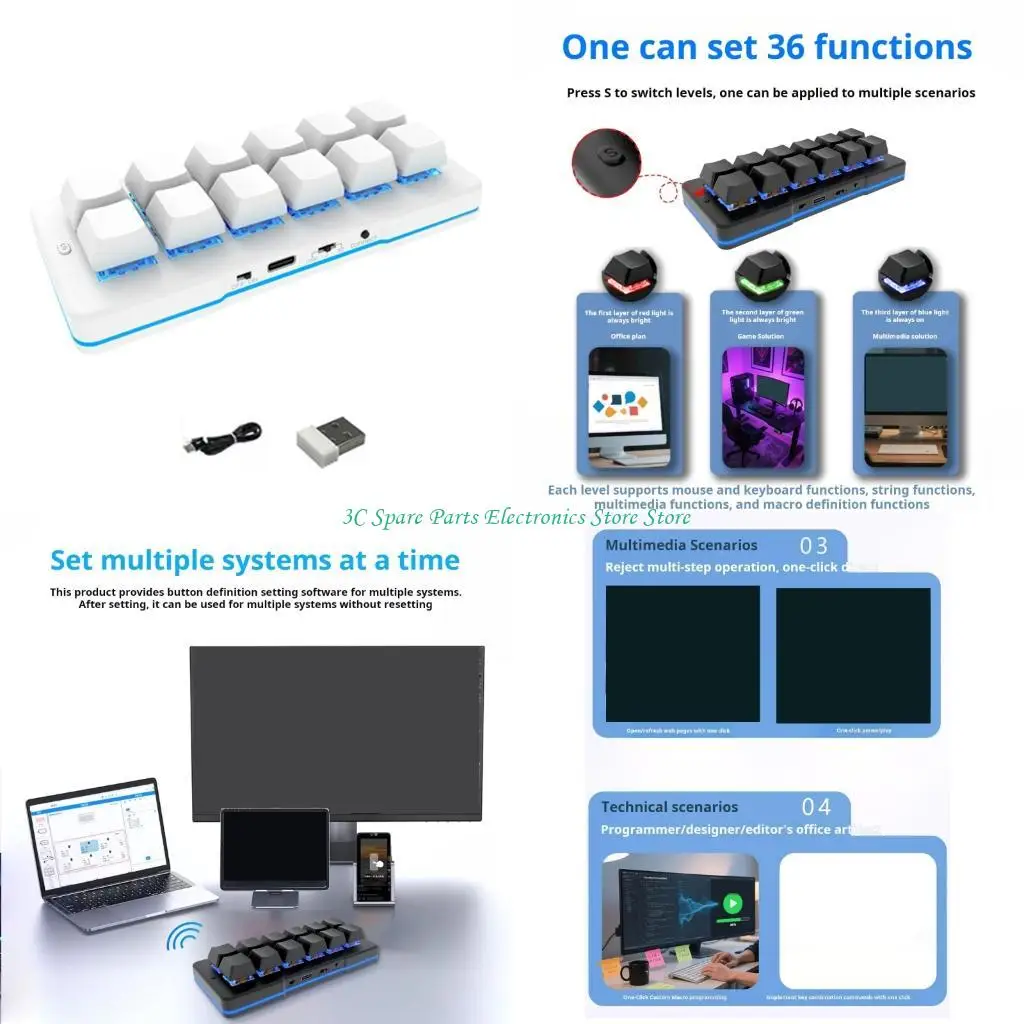 

SZ 12 Mini Keyboards Bluetooth-Compatible 24Ghz Color Illuminating Multifunction