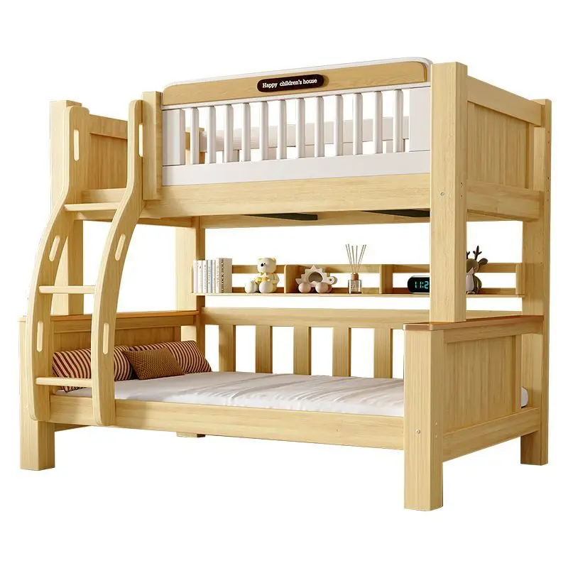 

Solid wood upper and lower bunk beds Small apartment for men, women and children High and low bold thickened two-layer mother