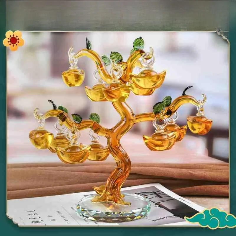 

Golden Quartz Wealth Attracting Tree Home Decor Modern mat Sle Living Room Decoration Artistic Crt Opening Gift