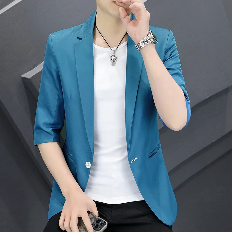 

6308-R- summer new men's short-sleeved SUIT Korean version of the self-cultivation lapel men's compassionate