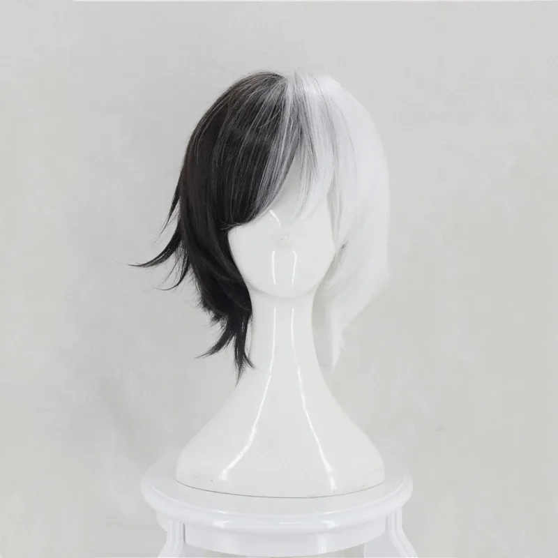 

Kyuusaku Yumeno получерные полубелые короткие термостойкие синтетические волосы аниме косплей парики + шапочка для парика