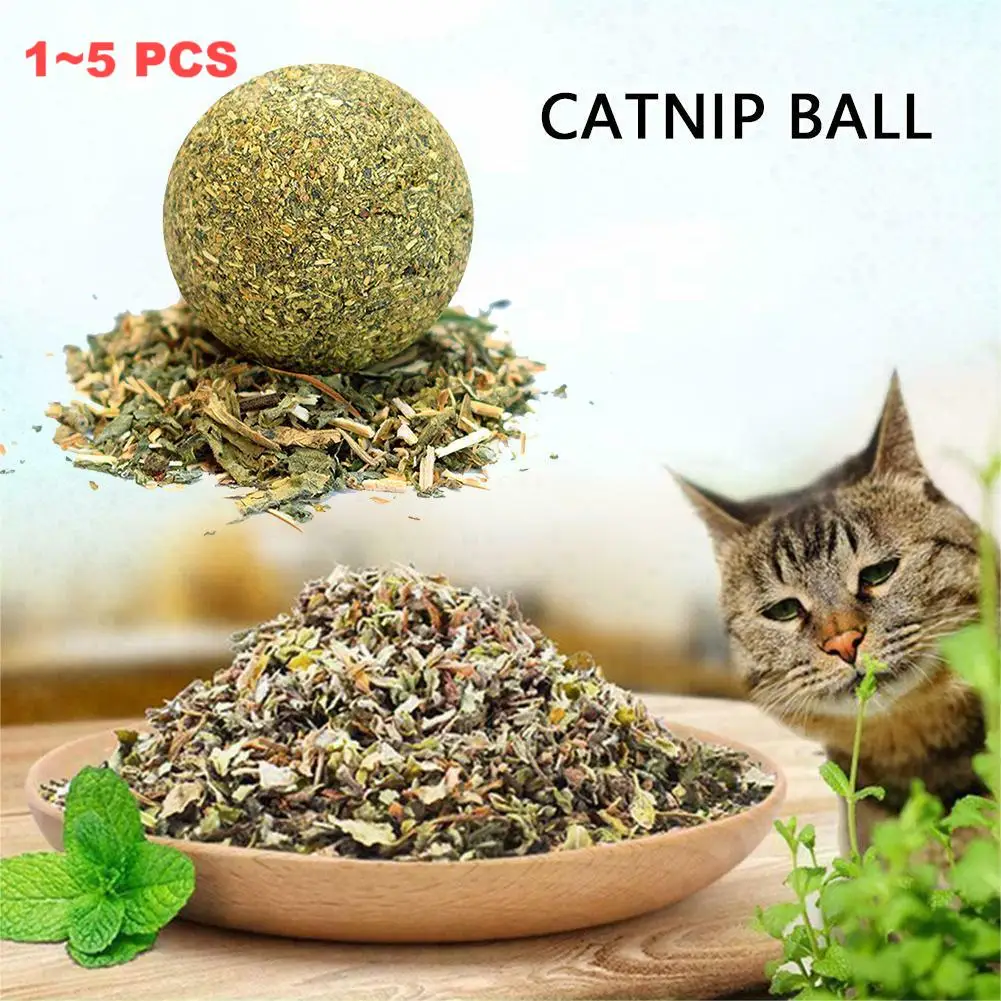 1~5PCS Natural Catnip Cat Wall Stick-on Ball Toys Treats Healthy Natural Removes Hair Balls To Promote Digestion Cat Grass Snack