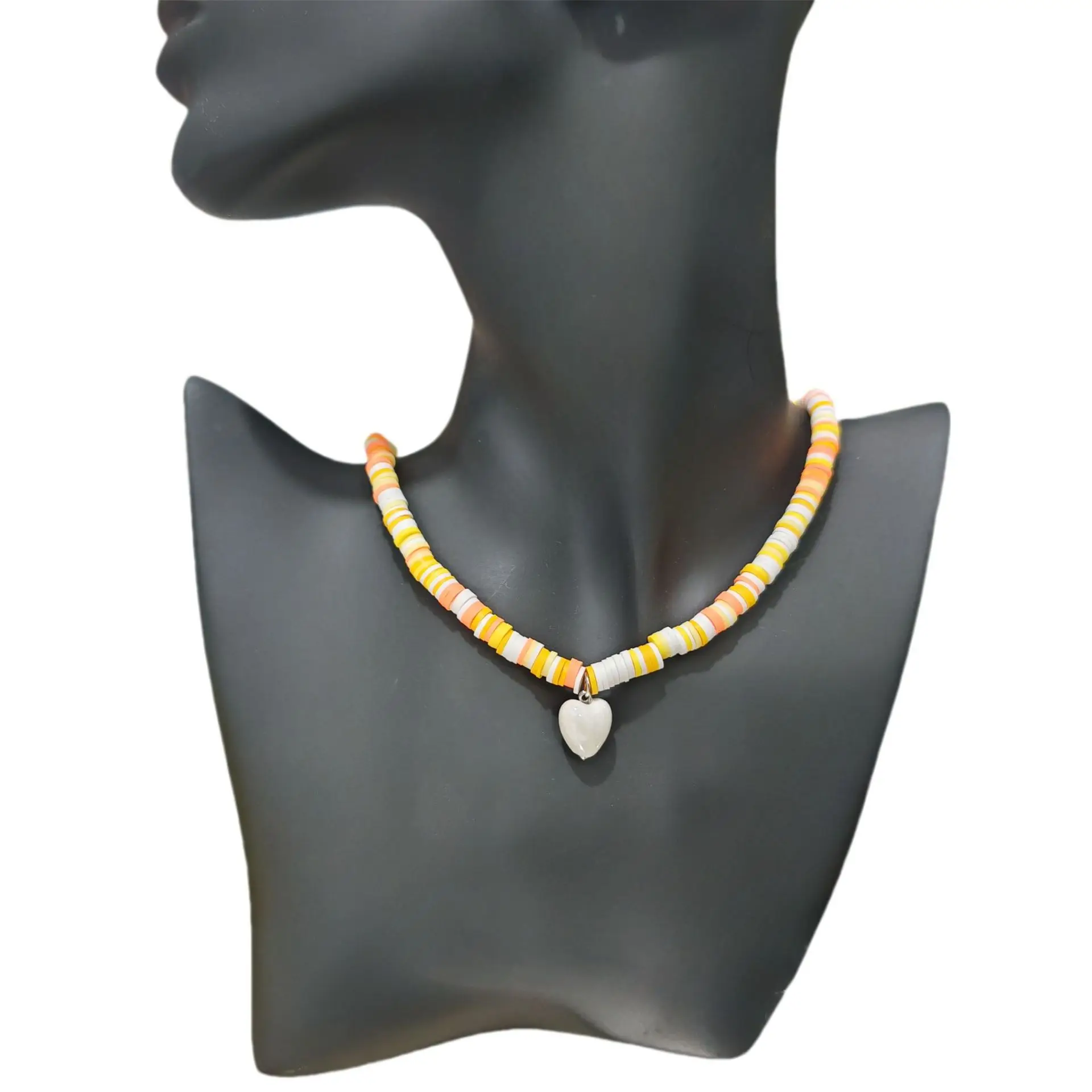 جديد شخصية الإبداع الأبيض السيراميك الحب القلب قلادة قلادة بوهو 6 مللي متر الوردي لينة الفخار المختنق الإناث مجوهرات الزفاف #6