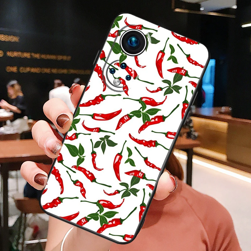 Red Chilli Pepper Pattern For Honor X8 X7 X9 a 50 70 90 Magic5 Lite Huawei P60 P40 P20 P30 Pro P Smart Nova 9 5T Case