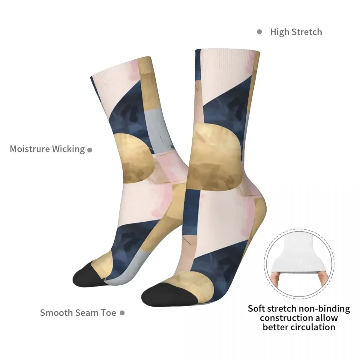 Minimal Abstract Mixed Media Piece Socks Harajuku Sweat Absorbing Stockings All Season Long Socks Accessories for Man's Woman's