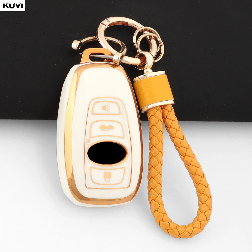 Plating TPU Car Key Cover Case Holder Fob Shell For Subaru WRX XV Crosstrek Legacy BRZ Forester Impreza STi Outback 2015-2019