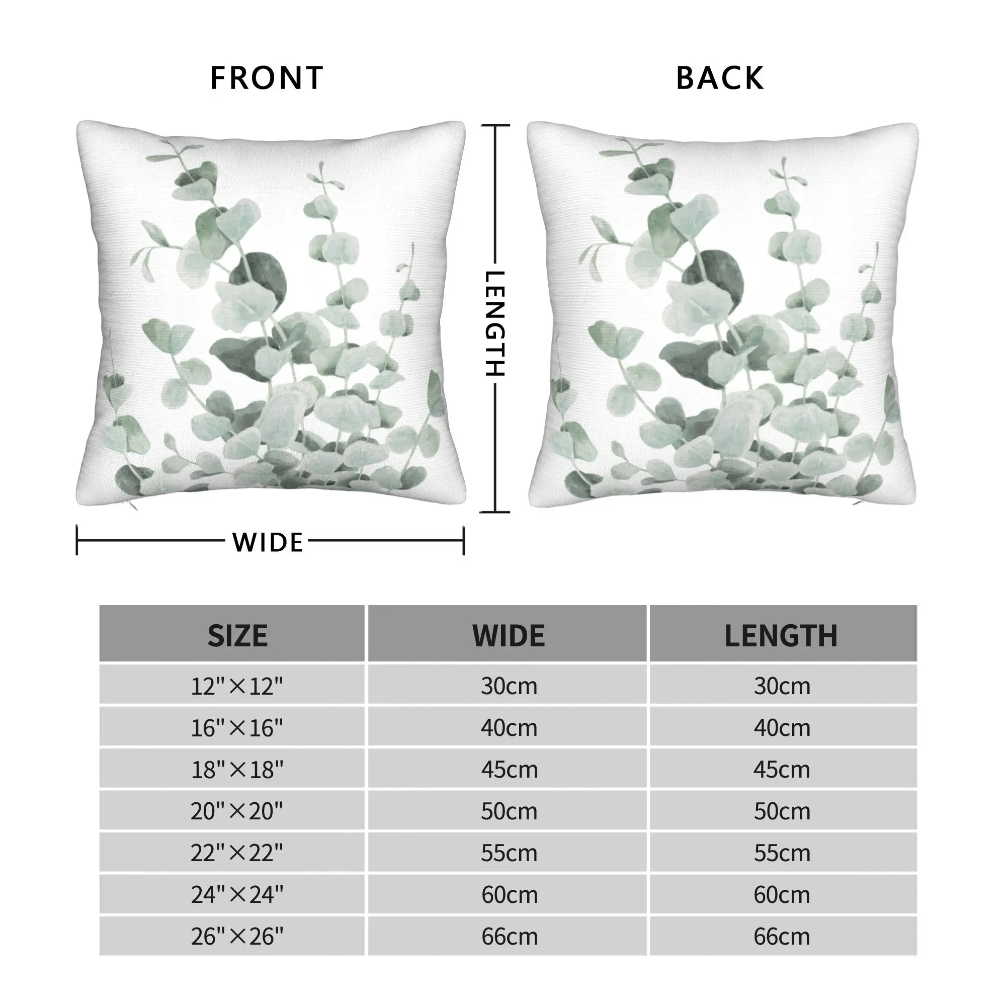 Standing Eucalyptus Leaves Square Pillowcases Bed Car Botanical  Cushion Case Creative Decorative Pillowcase